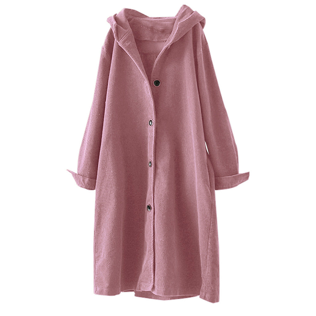 Damen Hoody-mantel mit durchgehendem Knopfverschluss und lässigem Schnitt Drune