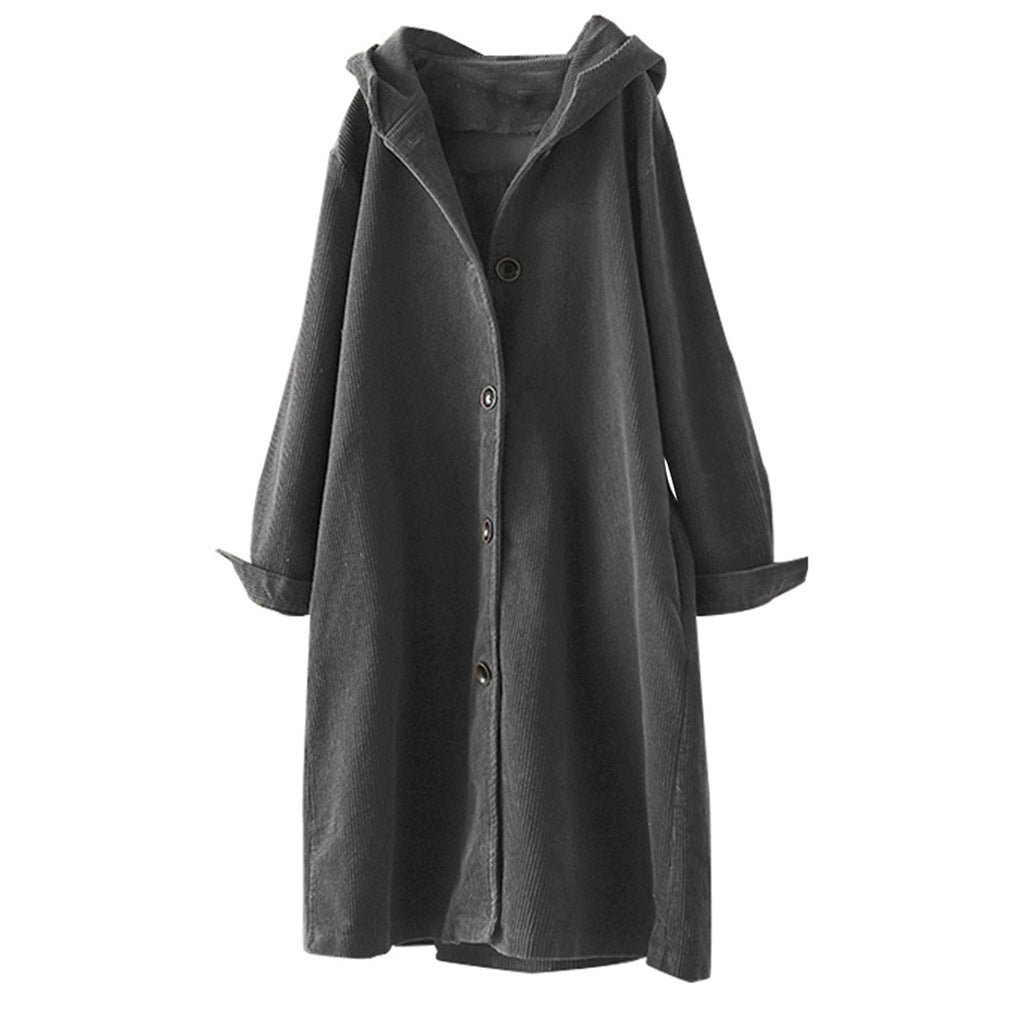 Damen Hoody-mantel mit durchgehendem Knopfverschluss und lässigem Schnitt Drune