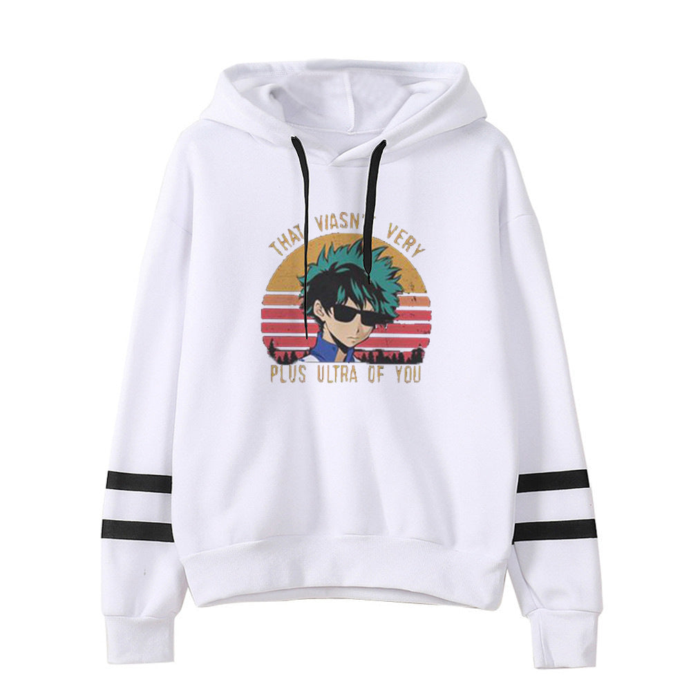 Damen Kapuzenpullover mit grafischem Druck und farbigen Streifen Drune
