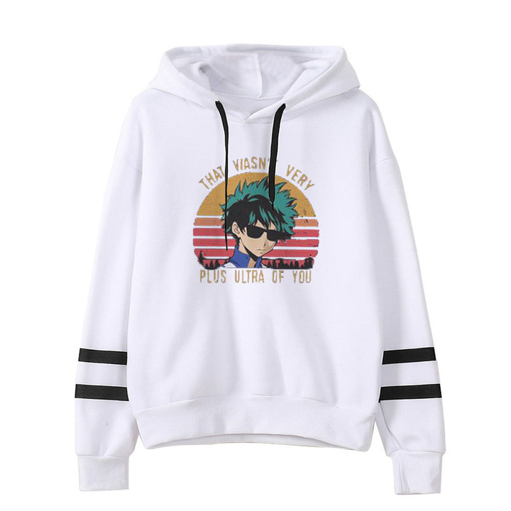 Damen Kapuzenpullover mit grafischem Druck und farbigen Streifen Drune