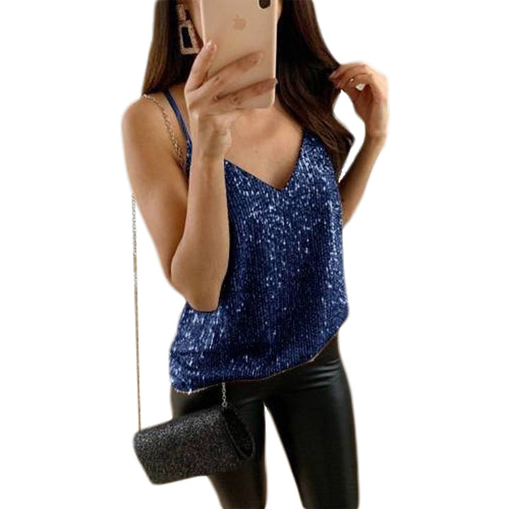 Damen Glamouröses Trägershirt mit Pailletten Drune