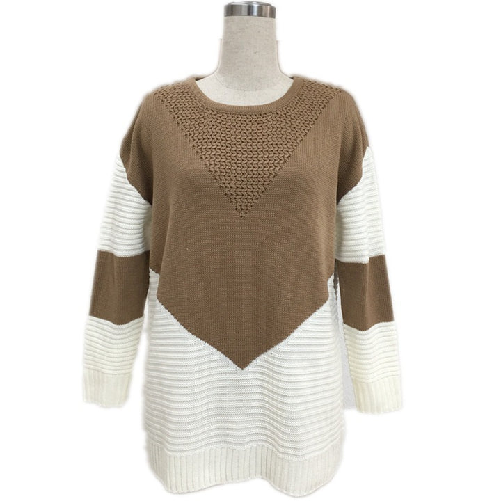 Damen Modischer Strickpullover mit geometrischem Design und voluminösen Ärmeln Drune