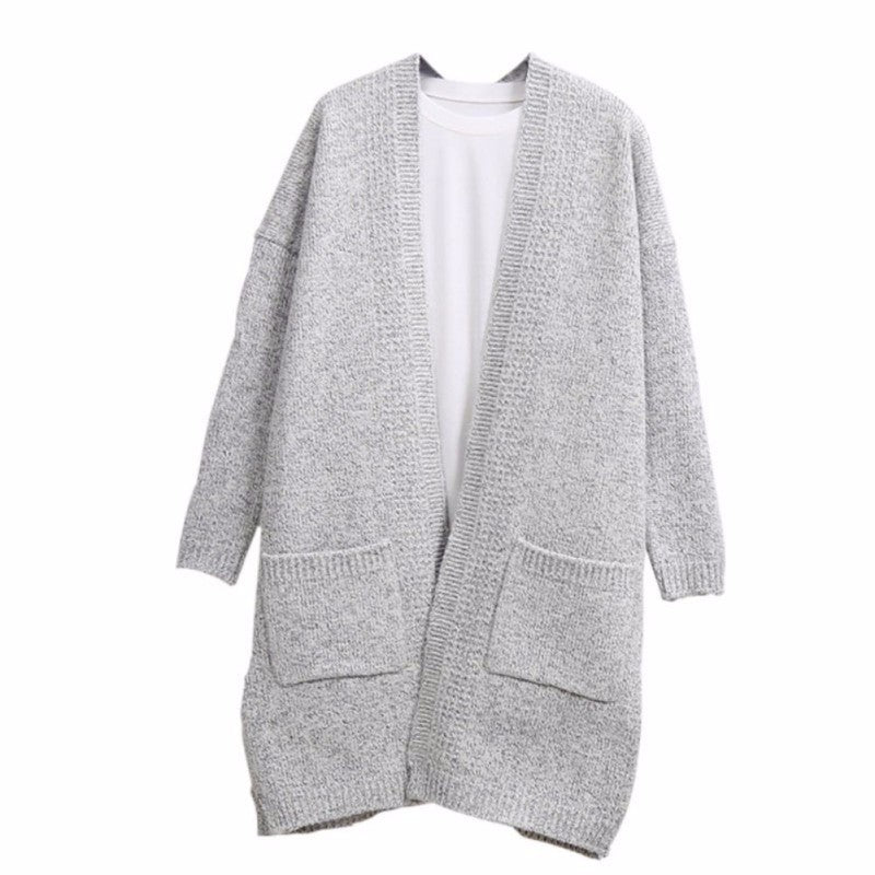 Damen Grobstrick Cardigan mit offenen Taschen und lässiger Silhouette Drune