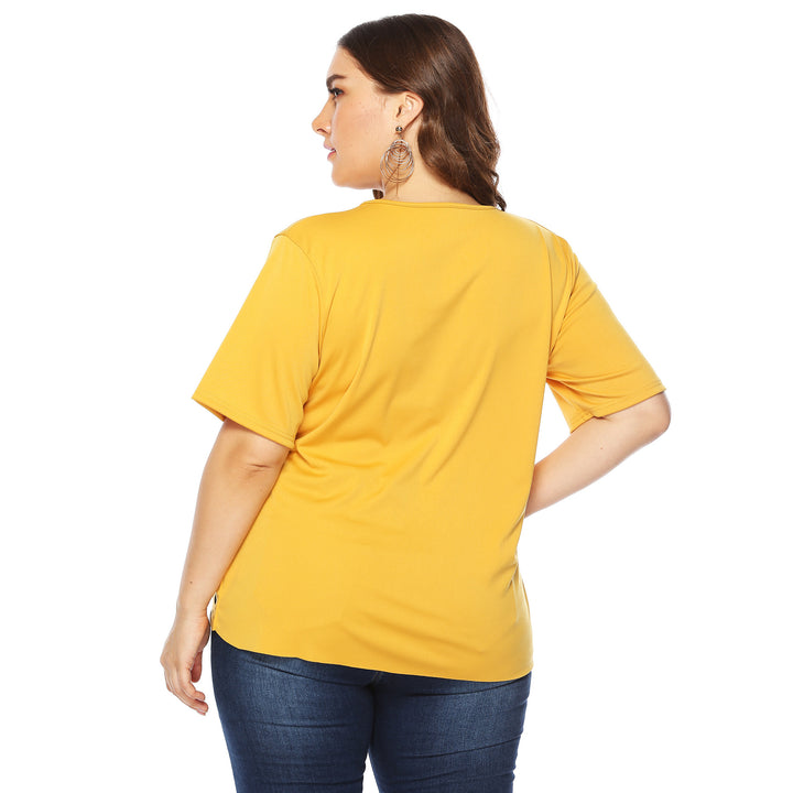 Damen lässiges T-Shirt mit kreativem Lochmuster Drune