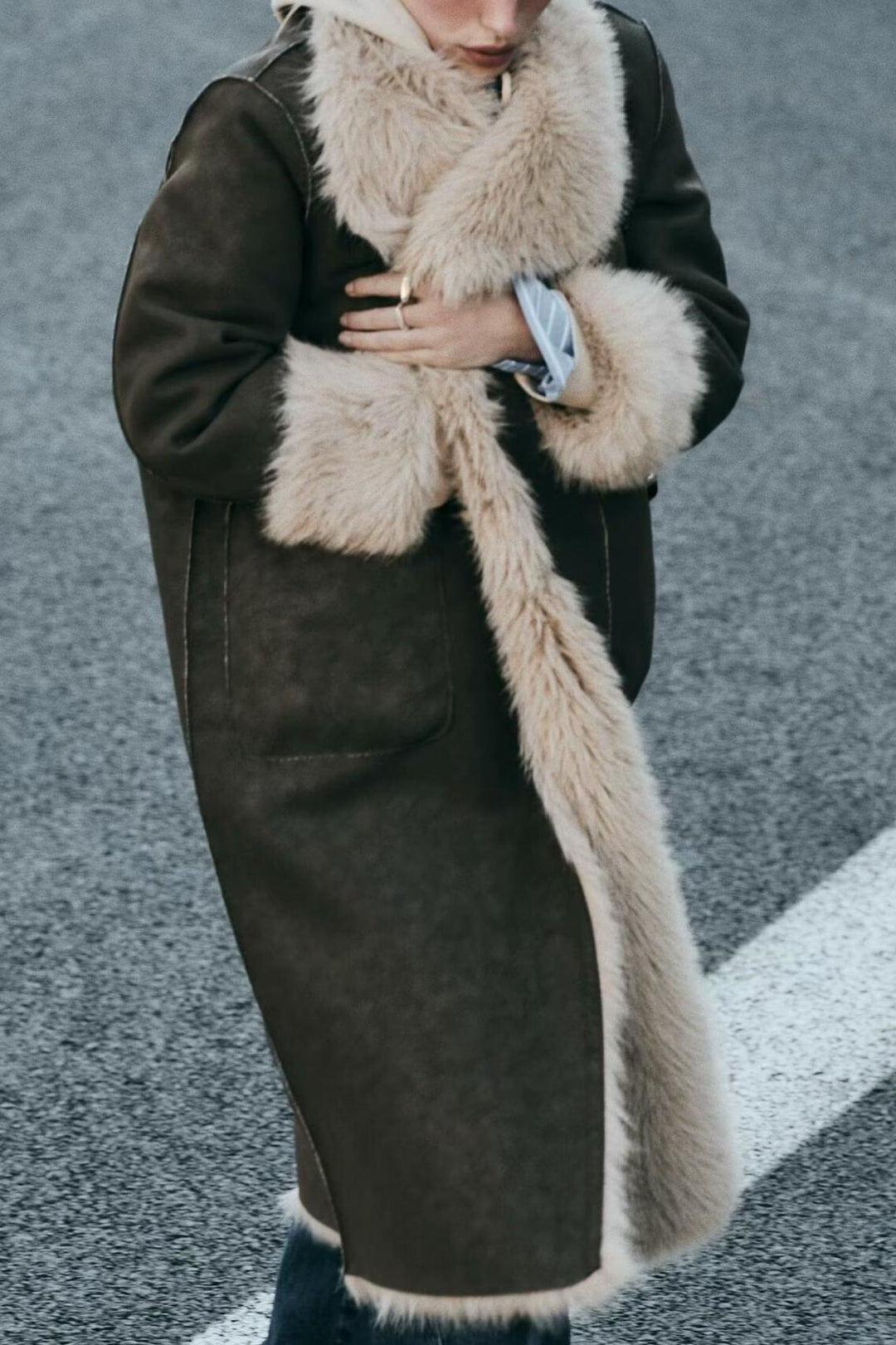 Drune | Shearling-gefütterter Mantel - Vintage-inspirierte Wärme - Kunstleder - Winter-Statement-Stück