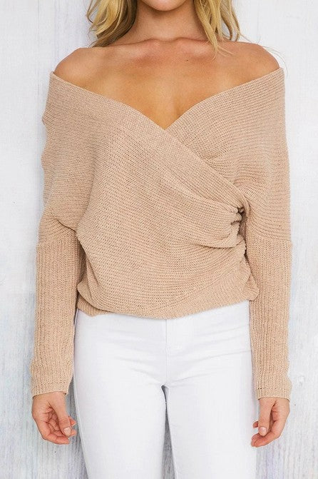 Damen Wickelpullover mit offenem Schulterdesign und lässiger Silhouette Drune