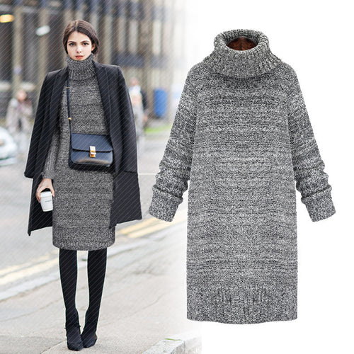 Damen Oversized Strickkleid mit Rollkragen und lässigem Schnitt Drune