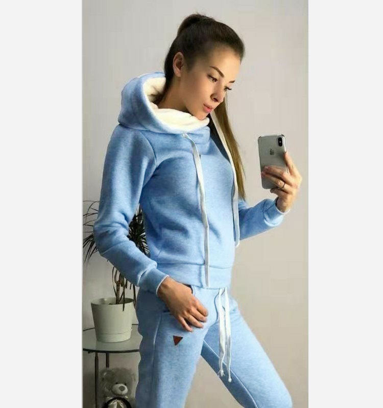 Damen gemütliches Hoodie- und Jogginghose-Set Drune