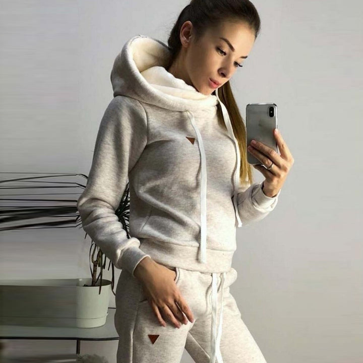 Damen gemütliches Hoodie- und Jogginghose-Set Drune