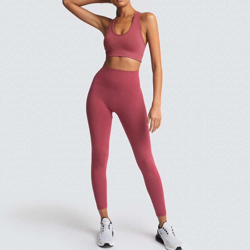 Damen Sport-BH und Hochbund-Leggings Set mit atmungsaktiver und figurformender Eigenschaft Drune
