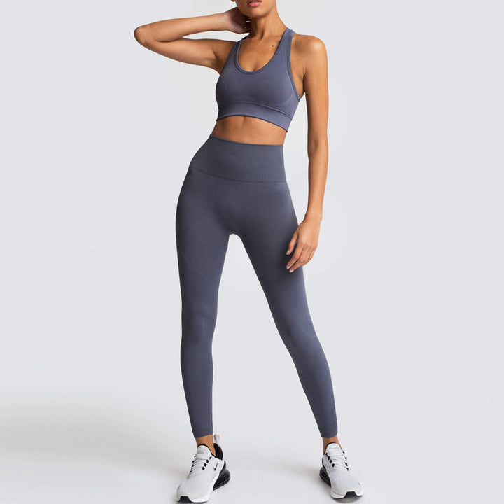 Damen Sport-BH und Hochbund-Leggings Set mit atmungsaktiver und figurformender Eigenschaft Drune