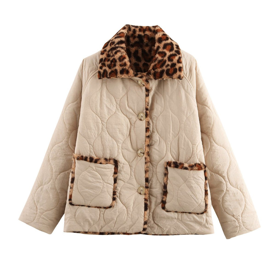 Drune | Steppjacke - Leopardenmuster-Detail - Warmes Polyester-Mischgewebe - Vielseitige Winteroberbekleidung