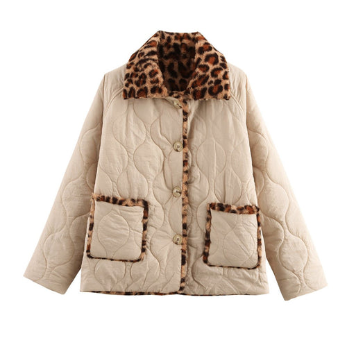 Drune | Steppjacke - Leopardenmuster-Detail - Warmes Polyester-Mischgewebe - Vielseitige Winteroberbekleidung