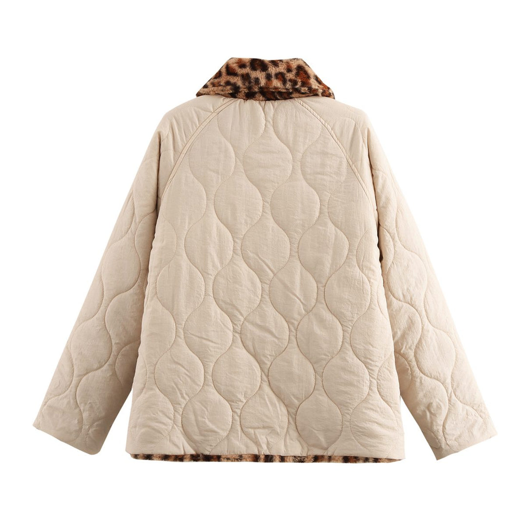Drune | Steppjacke - Leopardenmuster-Detail - Warmes Polyester-Mischgewebe - Vielseitige Winteroberbekleidung