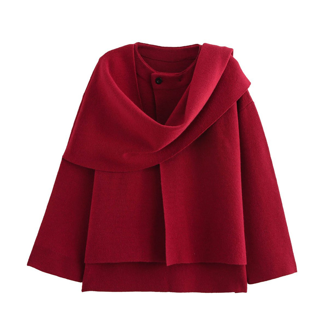 Drune | Blend Cape mit Schal - Elegantes drapiertes Design - Bequemes Drune | Blend - Winter- und Herbst-Oberbekleidung