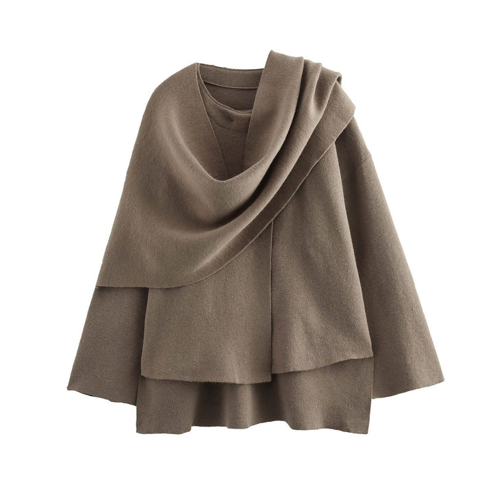 Drune | Blend Cape mit Schal - Elegantes drapiertes Design - Bequemes Drune | Blend - Winter- und Herbst-Oberbekleidung