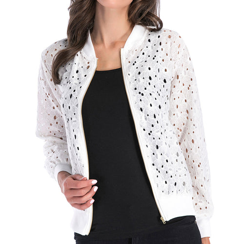 Damen luftige Blousonjacke mit stilvollem Lochmuster Drune