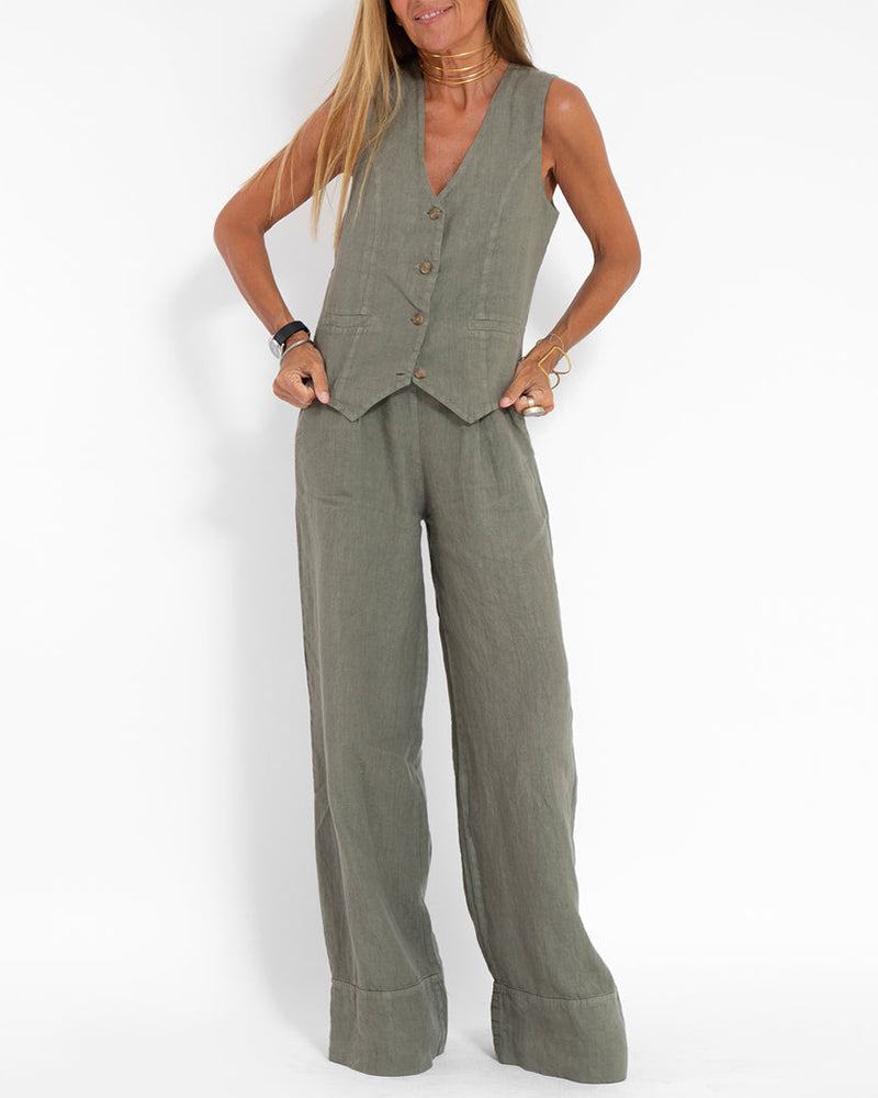 Drune | Damen Elegantes 2-teiliges Leinenset