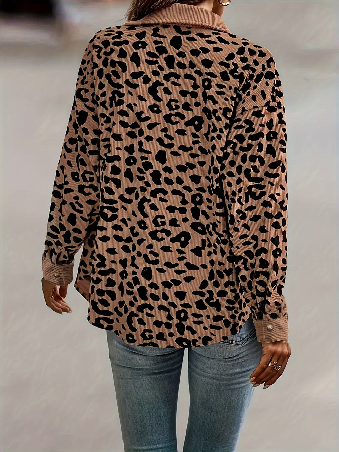 Drune | Leopardenmuster Langhe Hemdbluse Polyester Stilvoll und Trendy