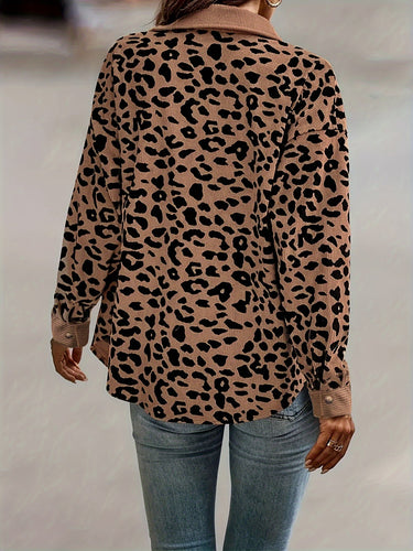 Drune | Leopardenmuster Langhe Hemdbluse Polyester Stilvoll und Trendy