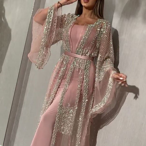 Damen Elegantes Abendkleid mit kunstvollen Spitzen- und Paillettenverzierungen Drune