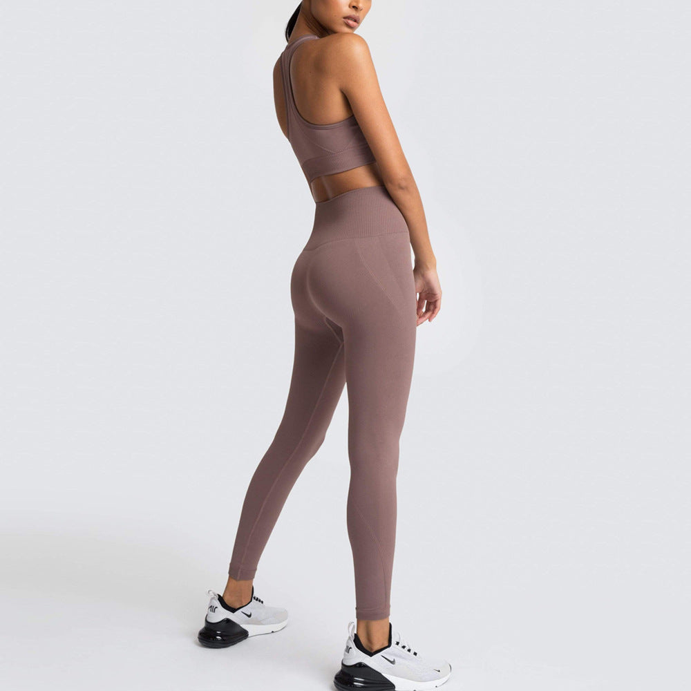 Damen Sport-BH und Hochbund-Leggings Set mit atmungsaktiver und figurformender Eigenschaft Drune