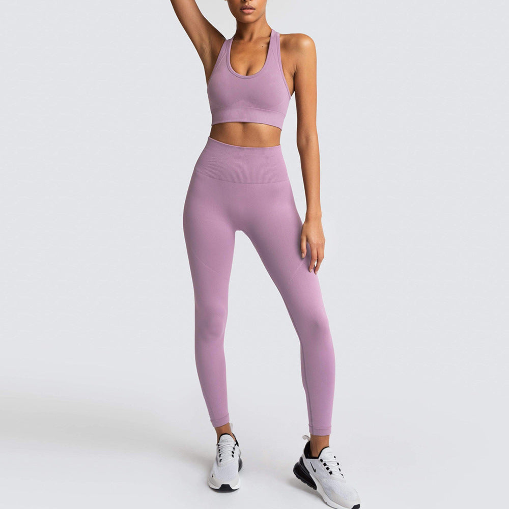 Damen Sport-BH und Hochbund-Leggings Set mit atmungsaktiver und figurformender Eigenschaft Drune