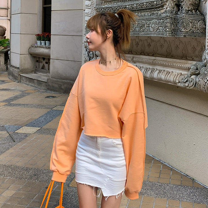 Damen lässiges cropped Sweatshirt mit weitem Schnitt Drune