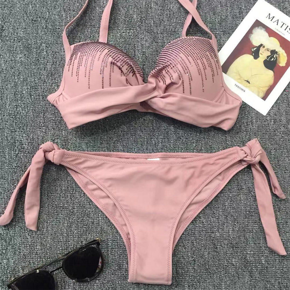Damen Glamouröser Push-Up Bikini mit funkelnden Applikationen Drune