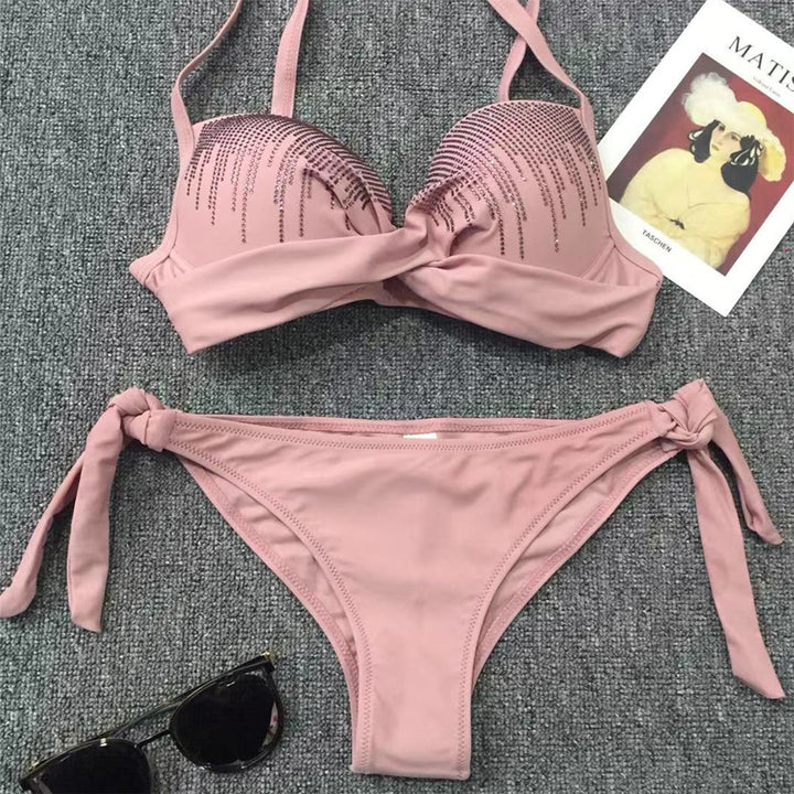 Damen Glamouröser Push-Up Bikini mit funkelnden Applikationen Drune