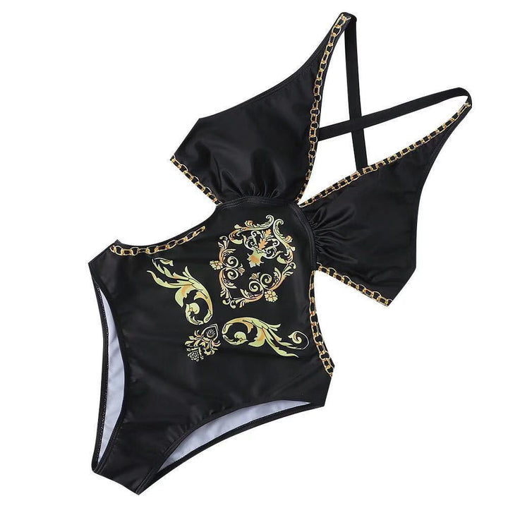 Damen einteiliger Badeanzug mit kunstvollem Design und verstellbaren Trägern Drune