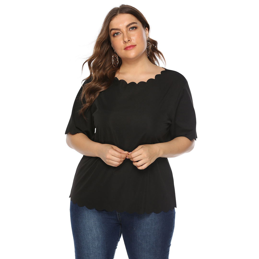Damen elegantes Blusenshirt mit welligem Saum Drune