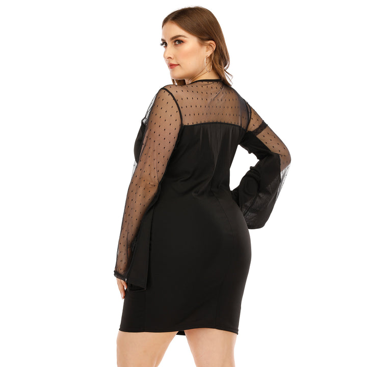 Damen Kleid mit transparenten Puffärmeln und Punktmuster Drune