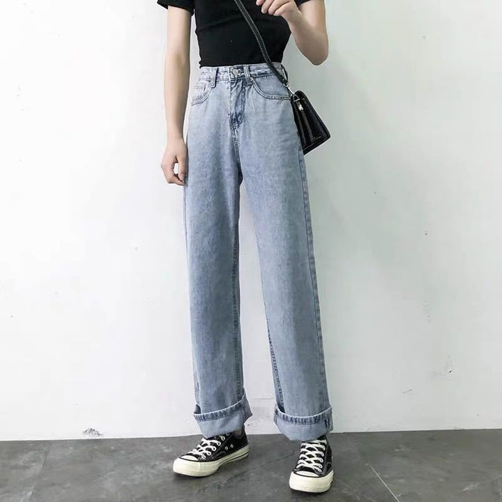 Damen Weit geschnittene Jeans mit hohem Bund und klassischem Schnitt Drune