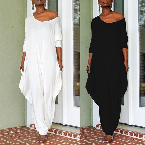 Damen Oversized Jumpsuit mit tiefem V-Ausschnitt und lässigem Schnitt Drune
