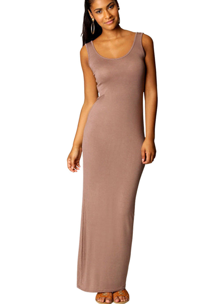 Damen Maxikleid aus weichem Jersey mit tiefem Rundhalsausschnitt Drune