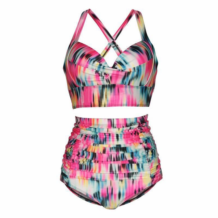 Damen Hochtailliertes Bikini-Set mit eleganter Raffung Drune