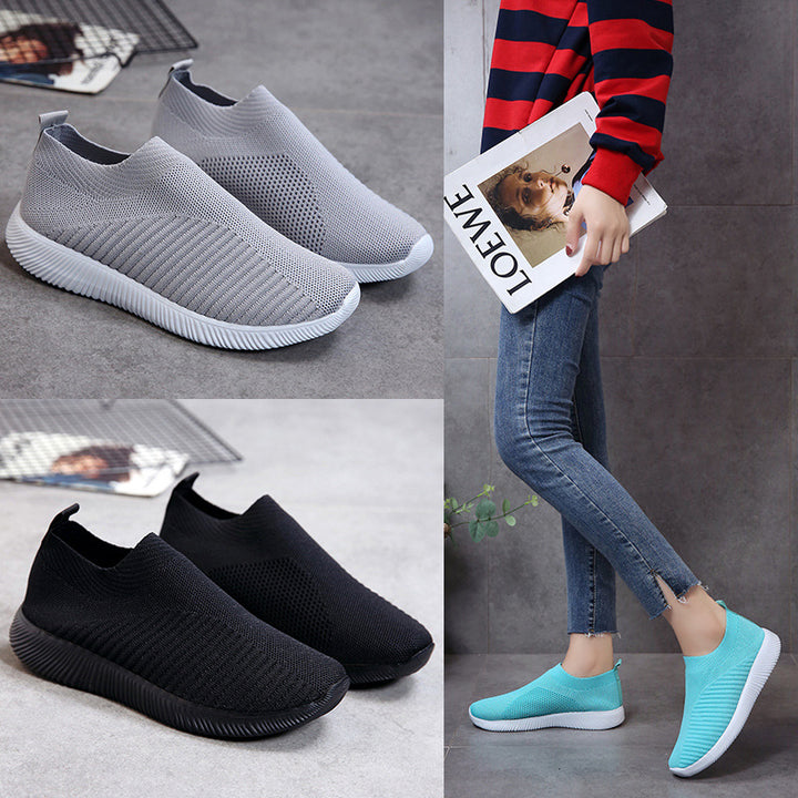 Unisex nan leichte gestrickte Slip-On Sneaker mit elastischem Einstieg und ergonomischer Einlegesohle Drune