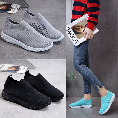 Unisex nan leichte gestrickte Slip-On Sneaker mit elastischem Einstieg und ergonomischer Einlegesohle Drune