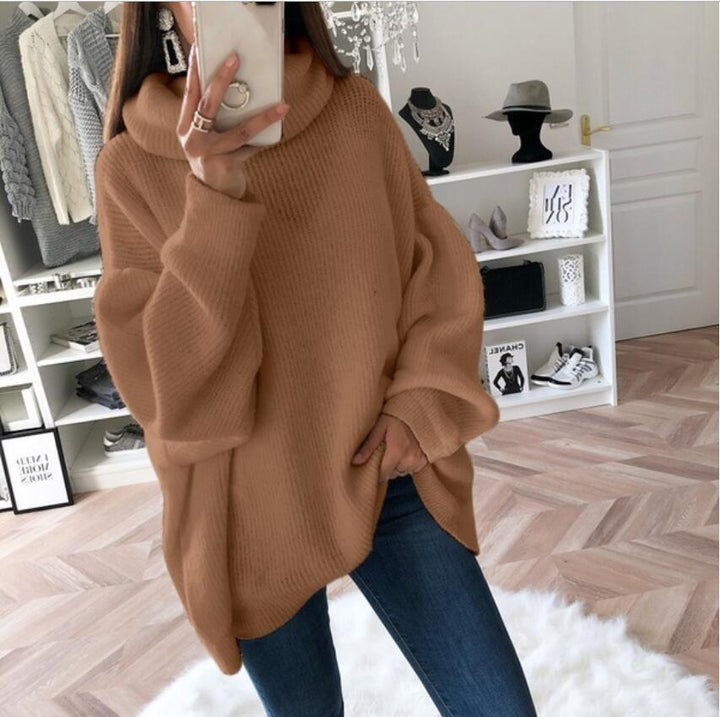 Damen Großer Strickpullover mit hohem Kragen und lässigem Schnitt Drune