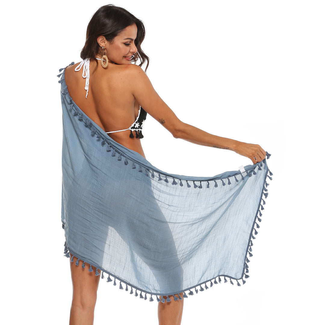 Damen luftiger Strand-Sarong mit verspielten Quasten Drune