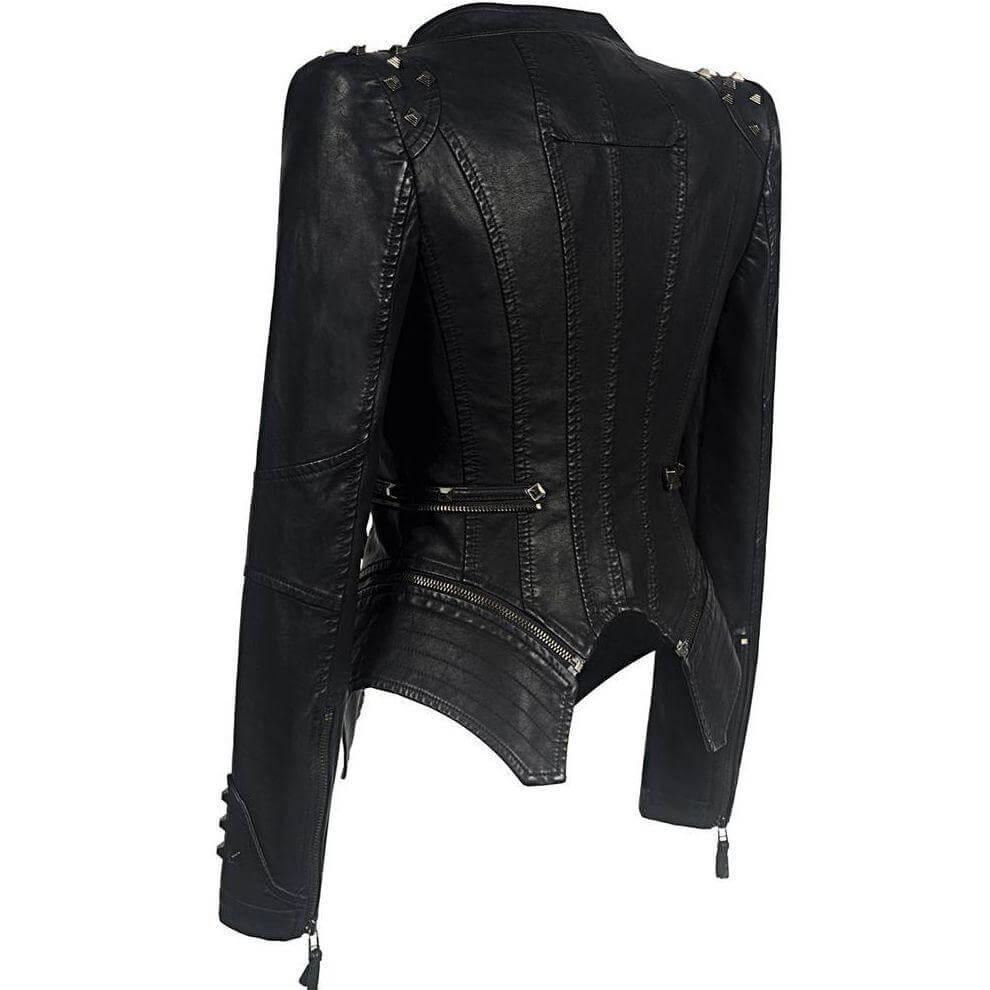 Drune | Damen Nieten PU Lederjacke