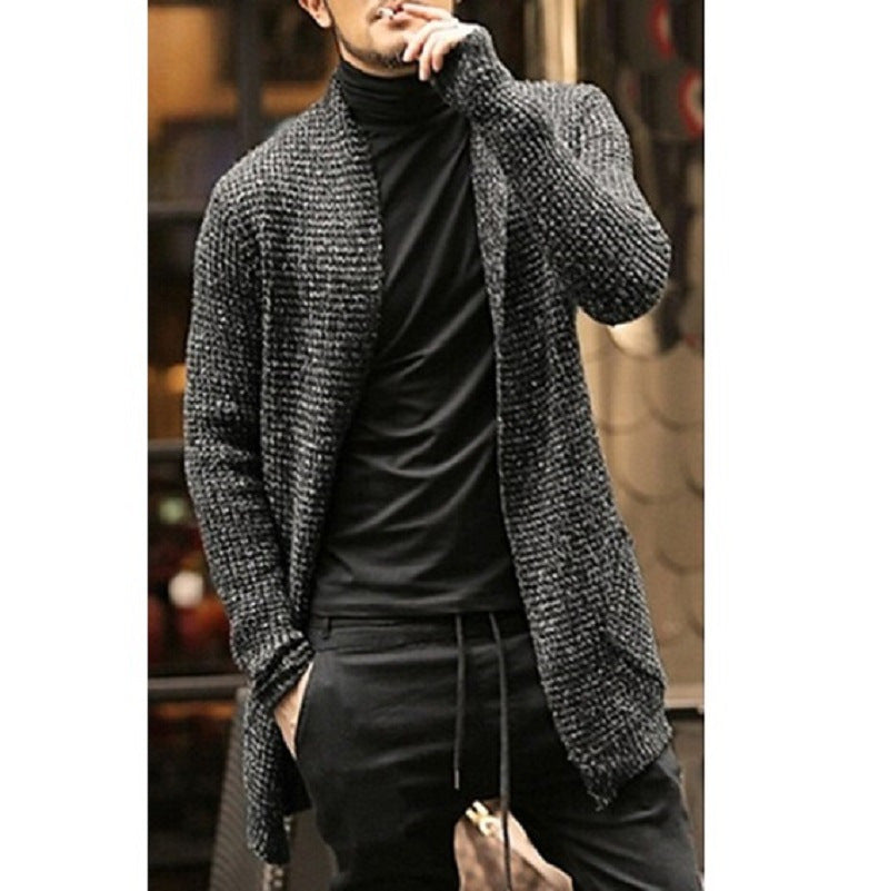 Herren Grober Strickcardigan mit offenem Design und modernen Details Drune