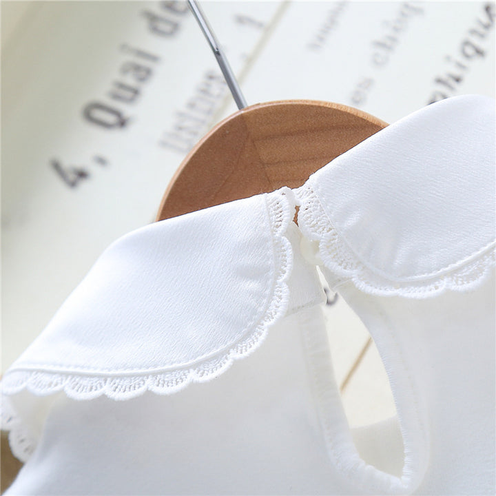 Mädchen Bluse mit besticktem Kragen und zarten Tüllärmeln Drune