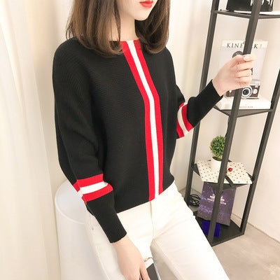 Damen Oversized Strickpullover mit dekorativen Streifen Drune