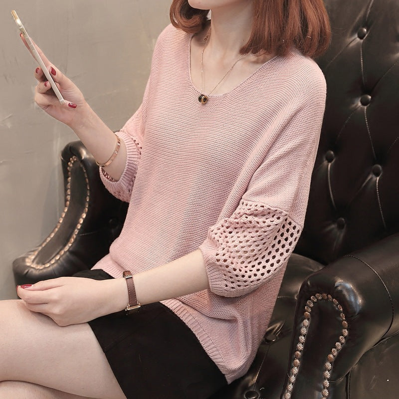 Damen Strickpullover mit einzigartigen Häkelärmeln und weitem Schnitt Drune