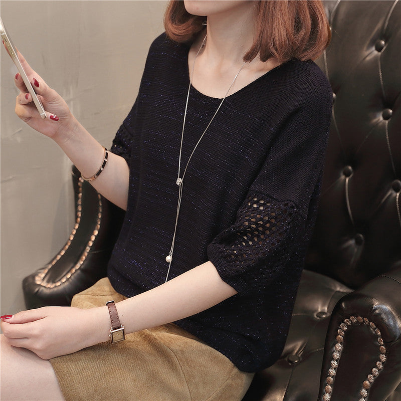 Damen Strickpullover mit einzigartigen Häkelärmeln und weitem Schnitt Drune
