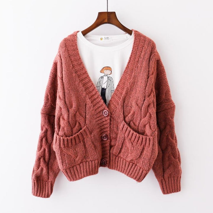 Damen Grobstrick-Cardigan mit vorteilhaftem V-Ausschnitt und praktischen Taschen Drune