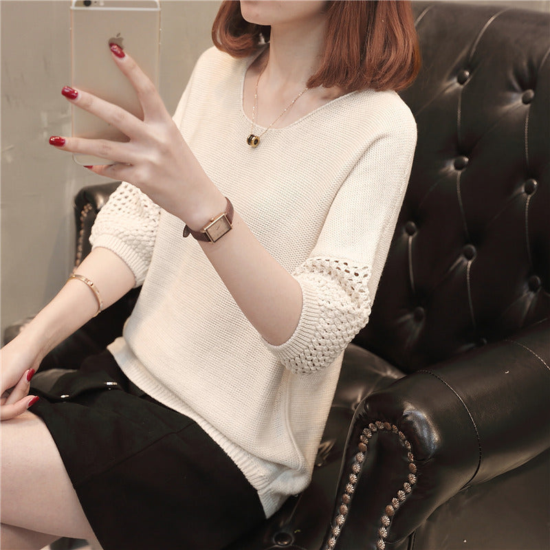 Damen Strickpullover mit dekorativem Häkelmuster und weiteren Designelementen Drune