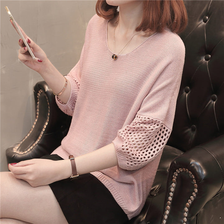 Damen Strickpullover mit luftiger Häkelärmel-Design Drune